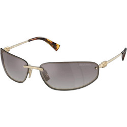 Miu Miu MU50S ZVN30C Γυναικεία Γυαλιά Ηλίου Μάσκα Μεταλλικά Χρυσά με Μαύρο Φακό