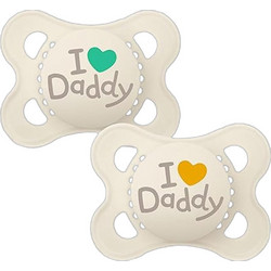 Mam (μαμ) Original I Love Daddy Ορθοδοντικές Πιπίλες Σιλικόνης 2-6m Μπεζ 2τμχ 115SU2c