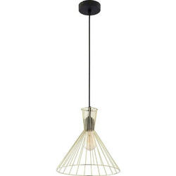 TK Lighting Sahara Κρεμαστό Φωτιστικό Οροφής Καμπάνα Πλέγμα Μονόφωτο E27 Χρυσό Φ30x175cm 3350