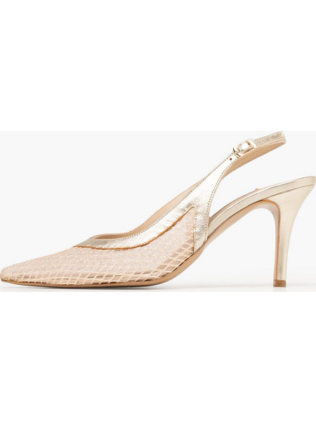 Mortoglou Γόβες Slingback Δερμάτινες με Τακούνι Στιλέτο Χρυσές SK717