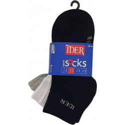 Ider Fleece Ανδρικές Κάλτσες Κοντές Λευκές Γκρι Μαύρες 3Pack 2138