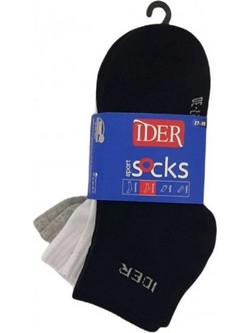 Ider Fleece Ανδρικές Κάλτσες Κοντές Λευκές Γκρι Μαύρες 3Pack 2138