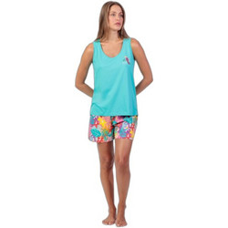 Admas Tropical Summer Σετ Γυναικείες Πιτζάμες Καλοκαιρινές Τιρκουάζ 64577