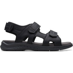 Clarks Walkford Walk Δερμάτινα Ανδρικά Πέδιλα Ανατομικά Μαύρα 26171795