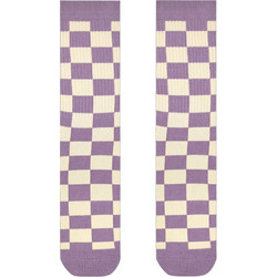 NODO Checkerboard Βαμβακερές Γυναικείες Κάλτσες Εκρού Λιλά S14409