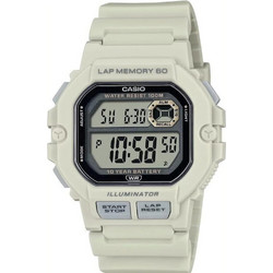 Casio Ψηφιακό Ανδρικό Ρολόι Χρονογράφος με Λευκό Καουτσούκ Λουράκι WS-1400H-8AV