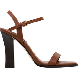 Nine West JOANY3 Γυναικεία Πέδιλα Δερμάτινα Ταμπά με Χοντρό Ψηλό Τακούνι 20-200