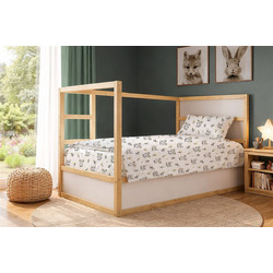 Dimcol Σετ Παιδικά Σεντόνια Μονά Βαμβακερά 160x240 Baby Foxes 595 White Grey 3τμχ