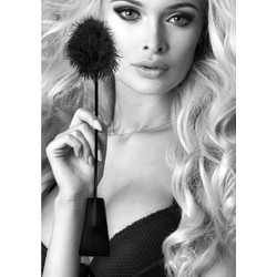 Ouch! Crop With Tickle Feather 14.5cm Black White