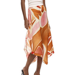 Desigual Μίντι Φούστα Υφασμάτινη Ψηλόμεση Rusted Ροζ 26SWFW13-7002