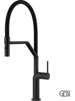 Gessi Stelo 60315-299 Μπαταρία Κουζίνας Πάγκου Διπλής Παροχής Ανάμεικτη με Εύκαμπτο Ρουξούνι Μαύρη
