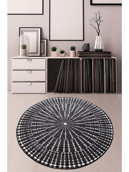 Conceptum Buio Χαλί Στρογγυλό 100cm Black-White