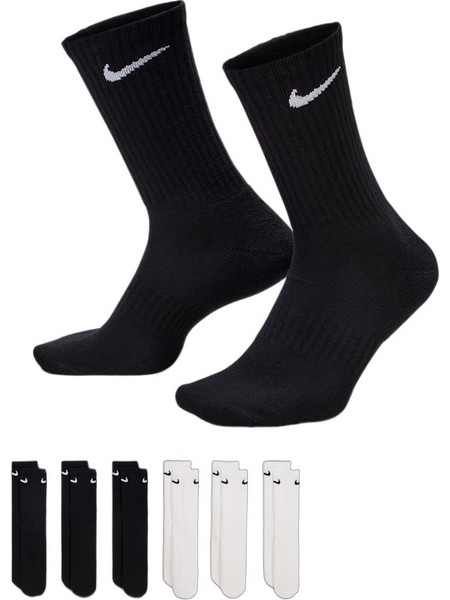 Nike Everyday Ανδρικές Κάλτσες Ψηλές Μαύρες Λευκές 6Pack SX7666-900