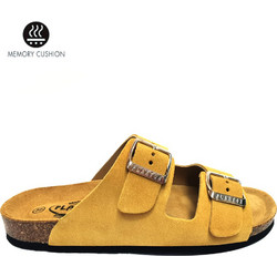 Plakton Afelpado Γυναικεία Σανδάλια Suede Ανατομικά Κίτρινα 180010