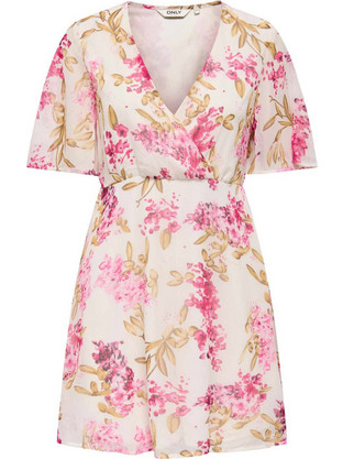 Only Mini Καλοκαιρινό Καθημερινό Φόρεμα Floral Κρουαζέ Εκρού 15372626
