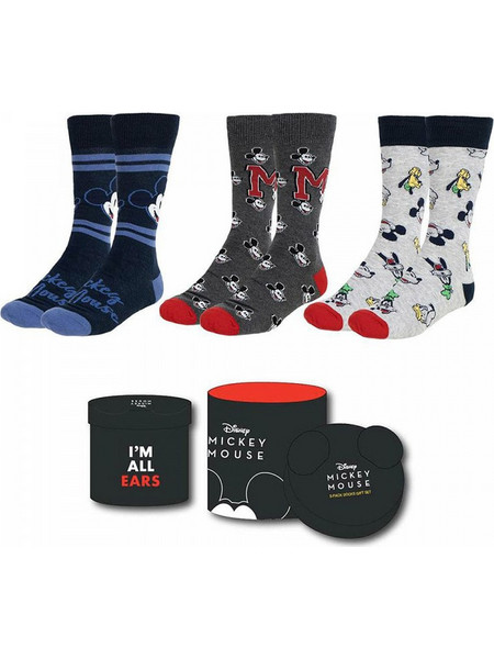 Cerda Mickey Mouse Ανδρικές Κάλτσες Ψηλές με Σχέδια Navy Μπλε Ανθρακί Λευκές 3Pack 2900002451