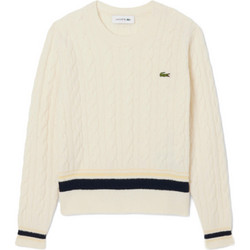 Lacoste Γυναικεία Πλεκτή Μπλούζα με V Λαιμόκοψη Εκρού AF4159-XFJ