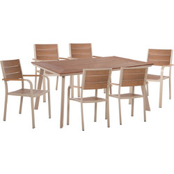 HomeMarkt Taber Σετ Τραπεζαρία Κήπου Αλουμίνιο 7τμχ Μπεζ Λευκό HM10737.04