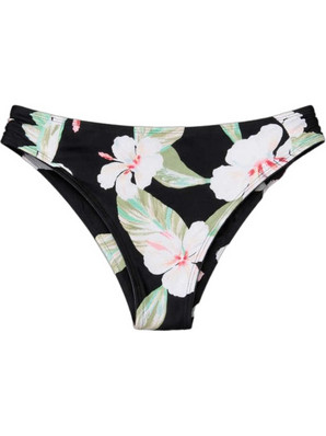 Roxy Printed Essentials Bikini Slip Floral Μαύρο Λευκό Πράσινο Mint ERJX405245