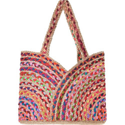 Ble Resort Collection Ψάθινη Τσάντα Θαλάσσης Ώμου Πολύχρωμη 31x38cm 5-42-509-0011
