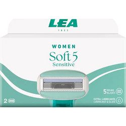 LEA Soft Γυναικεία Ανταλλακτικά Ξυραφάκια με 5 Λεπίδες & Λιπαντική Ταινία 2τμχ
