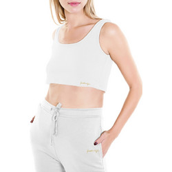 Kendall + Kylie Γυναικείο Καλοκαιρινό Crop Top Βαμβακερό Λευκό KKW3701612