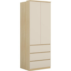 PoliHome Δίφυλλη Ντουλάπα Ρούχων Raton Μπεζ 80x60x215cm 163119779