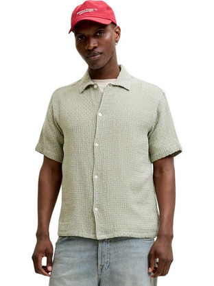 Jack & Jones Ανδρικό Πουκάμισο Βαμβακερό Ριγέ Μακρυμάνικο Κανονική Γραμμή Πράσινο Mint 12295288
