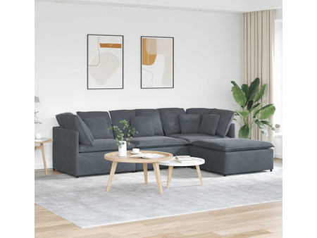 vidaXL Γωνιακός Καναπές Βελούδινος Αναστρέψιμη Γωνία Σκούρο Γκρι 300x200x64cm 3321310