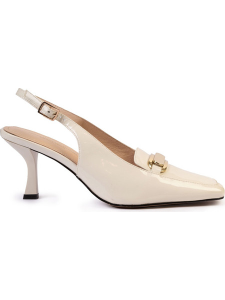 Versace 19V69 Γόβες Slingback Λουστρίνι με Λεπτό Χαμηλό Τακούνι Λευκές AM4C225-832