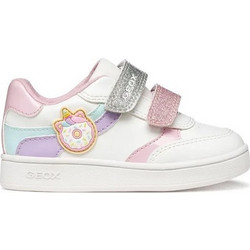 Geox Παιδικά Sneakers Λευκά Γκρι Ροζ B655MA000BCC1R8S