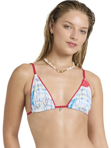 Billabong Lottie Hall Bikini Top Τριγωνάκι Λευκό Γαλάζιο 24O1416116-WTI