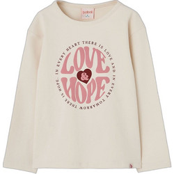 Boboli Παιδικό T-Shirt Μακρυμάνικο Μπεζ Ροζ 424000-7464