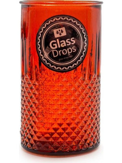 Ποτήρι Νερού Γυάλινo Glass Drops Diamante Πορτοκαλί 450ml 2393DB343