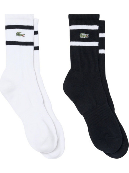 Lacoste Ανδρικές Κάλτσες Ψηλές Λευκές Μαύρες 2Pack RA9189-258