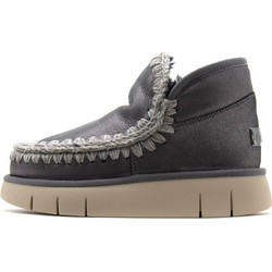 Mou Γυναικεία Μποτάκια Suede Ανθρακί FW531009C