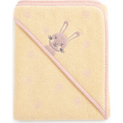 Beboulino Bunny Βρεφικό Μπουρνούζι Κάπα Κίτρινο Σομόν 75x75cm