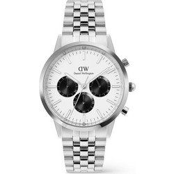 Daniel Wellington Iconic Chronograph Ανδρικό Ρολόι Χρονογράφος με Ασημί Μεταλλικό Μπρασελέ DW00100872