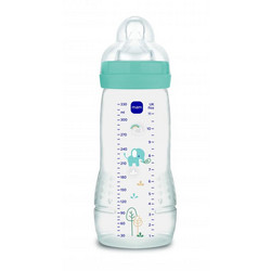 MAM Easy Active Πλαστικό Μπιμπερό με Θηλή Σιλικόνης κατά των Κολικών 6+ Μηνών Elephant Transparent Turquoise 330ml