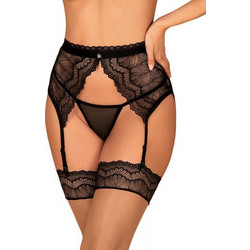 Obsessive Isabellia Ζαρτιέρες με Δαντέλα See Through Μαύρες 5901688235287