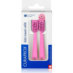 Curaprox Kids Travel Soft Ανταλλακτικές Κεφαλές Παιδικής Οδοντόβουρτσας 2τμχ Ροζ