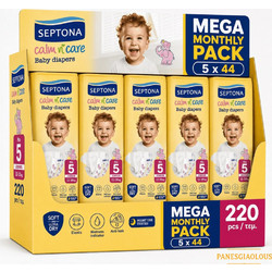 Septona Calm N' Care Monthly Pack Πάνες No5 11-16kg 220τμχ