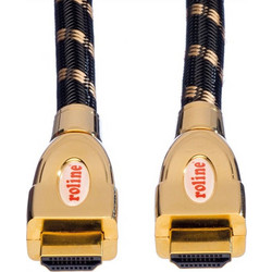 Roline Καλώδιο Braided HDMI Male to HDMI Male 1m Black Gold 11.04.5690