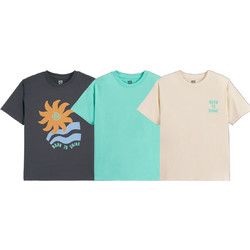 La Redoute Σετ Παιδικά T-Shirt Κοντομάνικα Ανθρακί Βεραμάν Εκρού 351282316