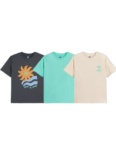 La Redoute Σετ Παιδικά T-Shirt Κοντομάνικα Ανθρακί Βεραμάν Εκρού 351282316