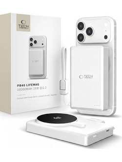 Tech-Protect PB40 LifeMag Magsafe Power Bank 10000mAh 25W με Θύρα USB-C White Silver