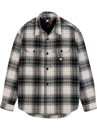 Tommy Jeans Ανδρικό Πουκάμισο Βαμβακερό Καρό Μακρυμάνικο Κανονική Γραμμή Μαύρο Μπεζ DM0DM23616-0ME
