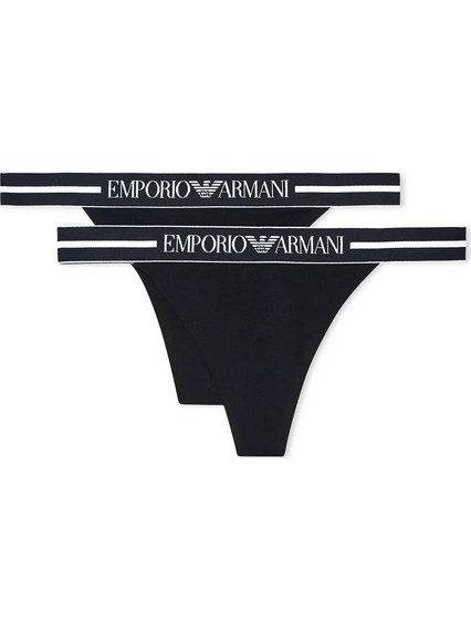 Emporio Armani Βαμβακερά Γυναικεία String Μαύρα 2Pack EW000405AF19023-MC005