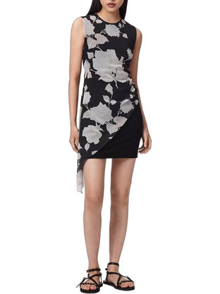 AllSaints Mini Φόρεμα για Γάμο / Βάπτιση Floral Μαύρο W134DE