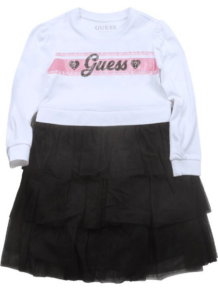 Guess Παιδικό Φόρεμα με Τούλι Άσπρο Μαύρο K6YK05K3838-G011
